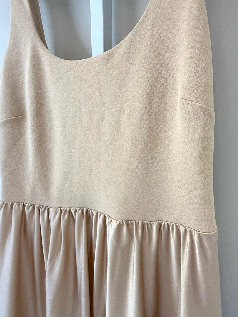 Show Me Your MuMu Beige Satin Maxi Dress XL Sleeveless Scoop Neck